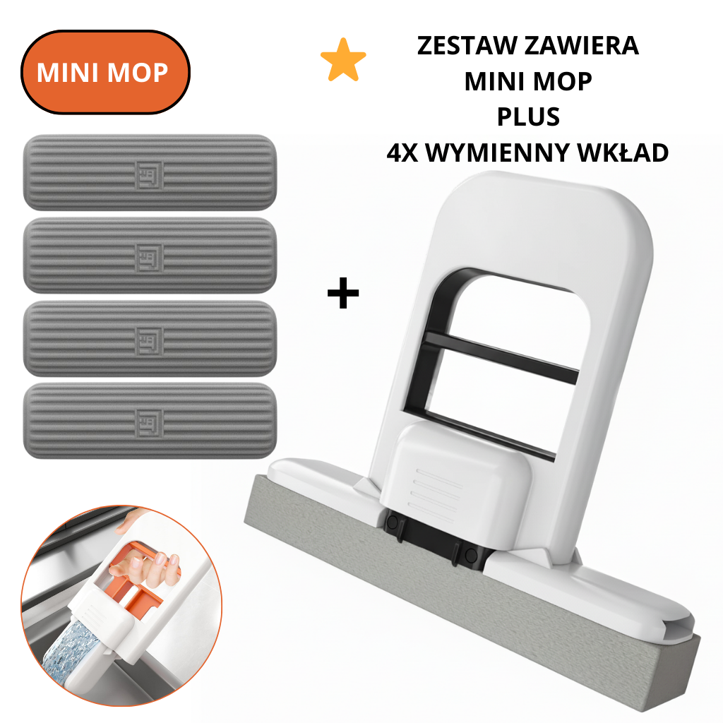 Kompaktowy i przenośny MINI MOP.Szybkie wyciskanie jedną ręką.