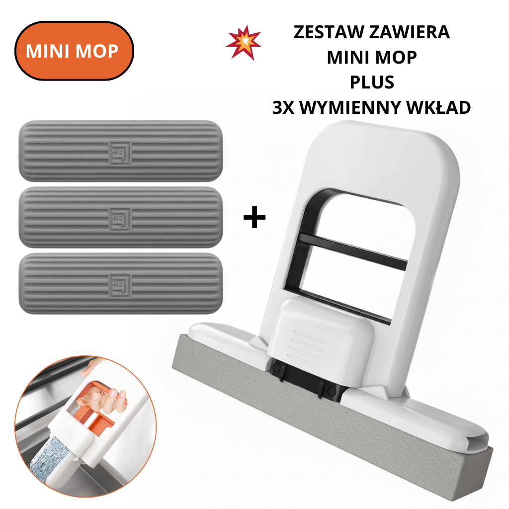 Kompaktowy i przenośny MINI MOP.Szybkie wyciskanie jedną ręką.