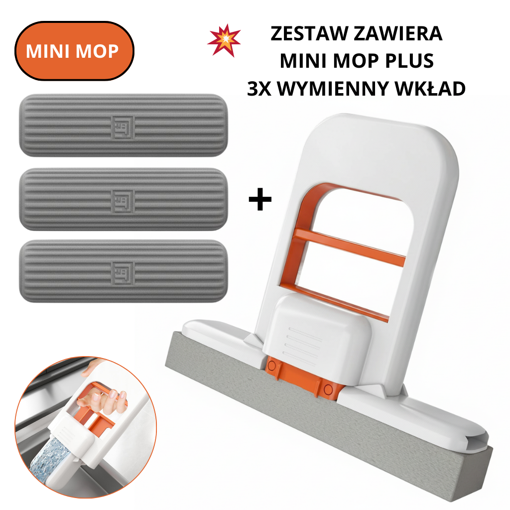 Kompaktowy i przenośny MINI MOP.Szybkie wyciskanie jedną ręką.