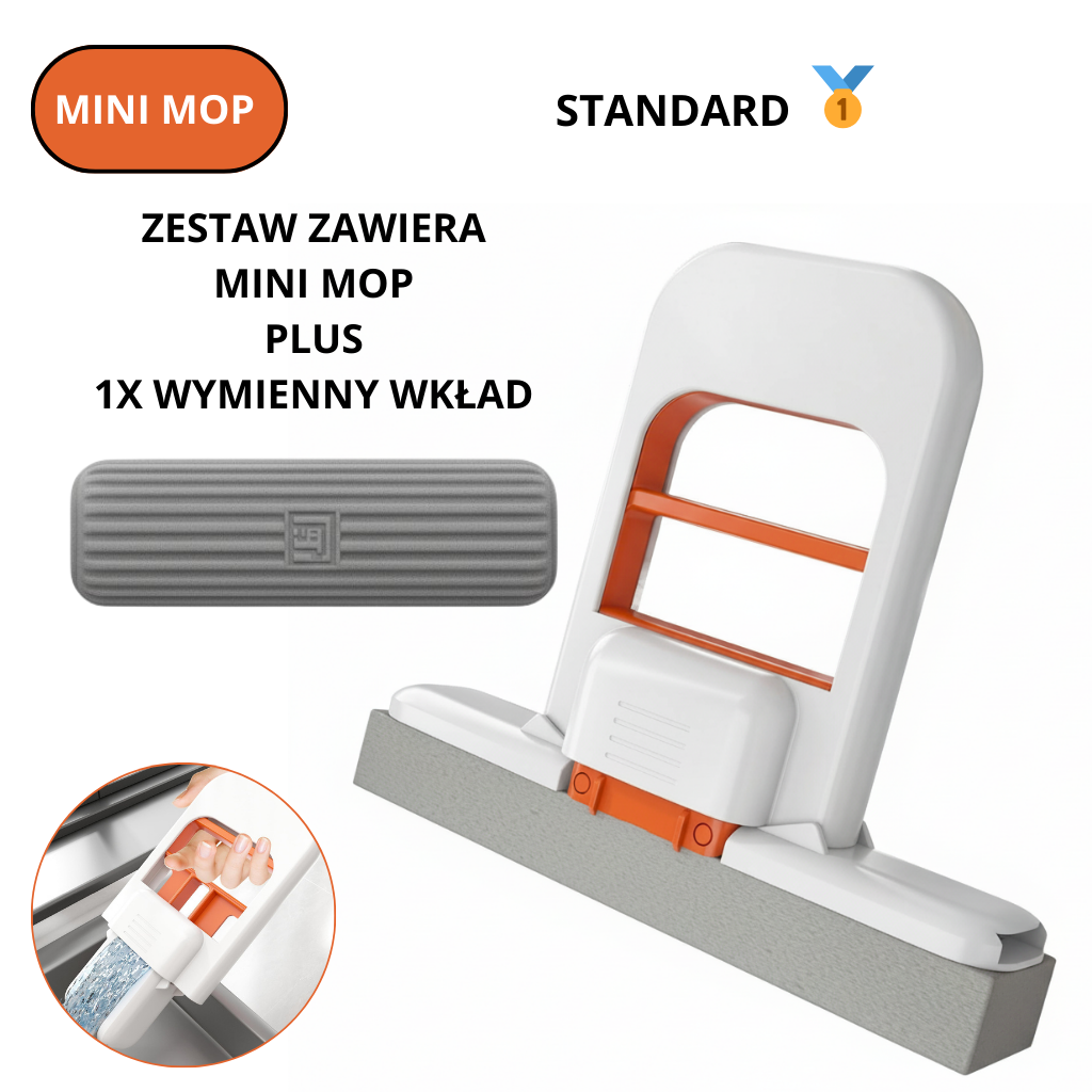 Kompaktowy i przenośny MINI MOP.Szybkie wyciskanie jedną ręką.